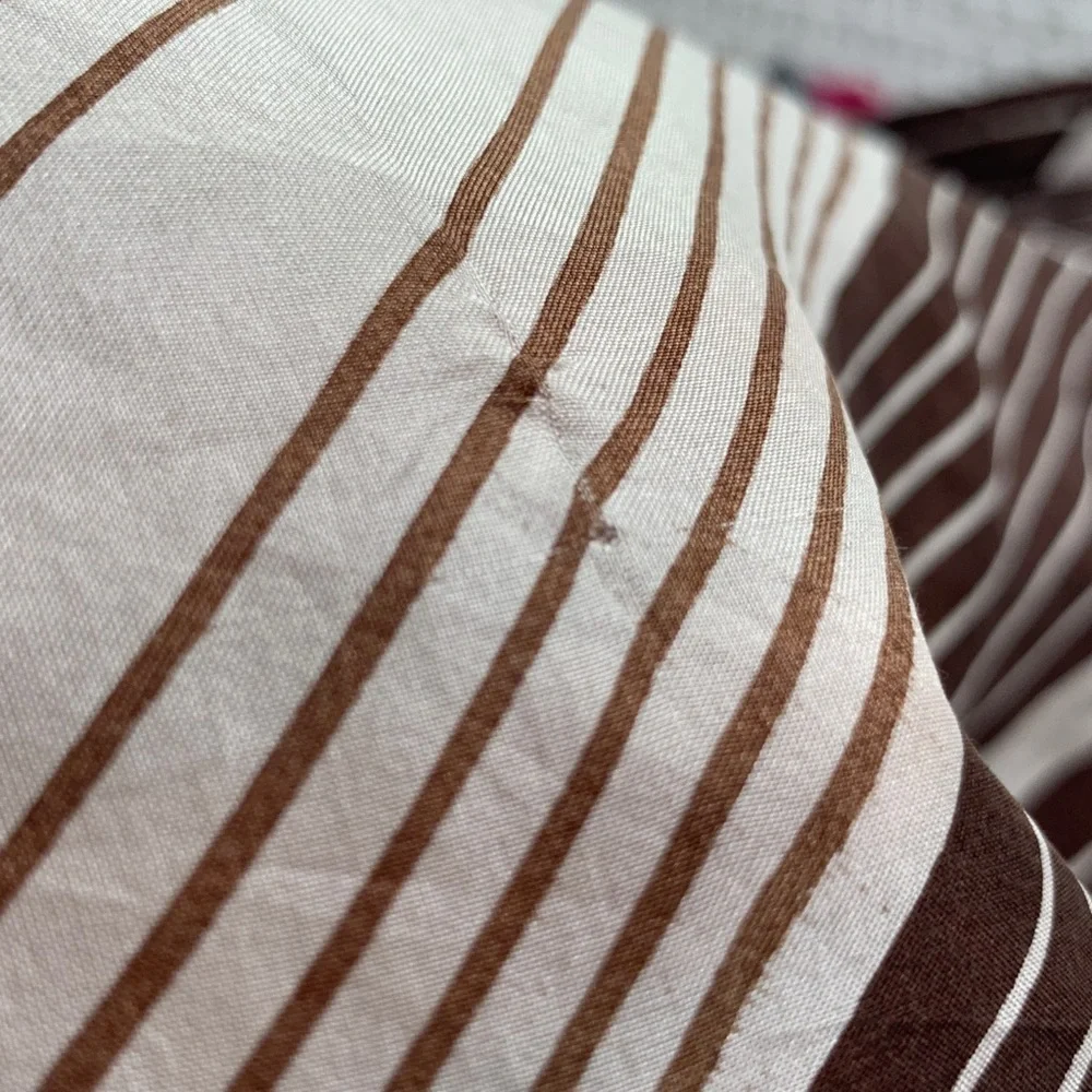 Milanowek Polish silk square scarf brown, pink, and white striped